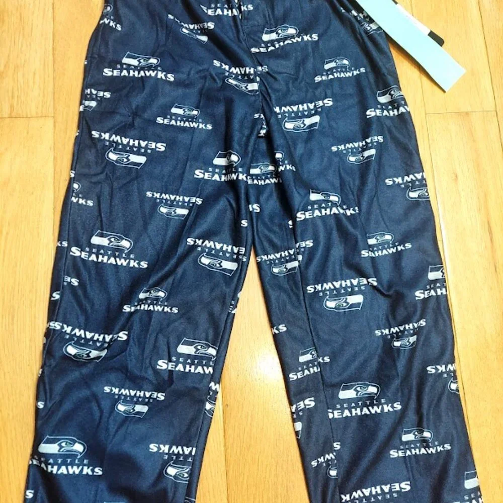 NFL‎ Kids Boys and Girls Seattle Seahawks L 7 Navy Blue Flannel Pajama Pant New